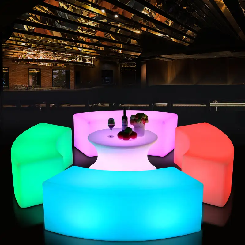 Furnitur Bercahaya Baru Furnitur LED untuk Acara Luar Ruangan Pesta LED Meja Kopi dan Kursi untuk Acara Meja Bar Led