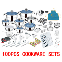 Ensemble de 140 ustensiles de cuisine en acier inoxydable, vente chaude, avec bords larges, casseroles à soupe et à bouillon, ustensiles de cuisine, ustensiles de cuisson