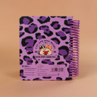 Carnet à spirales imprimé léopard violet A6, couverture rigide, journal pour femmes, papeterie tendance pour l'école et le bureau, cadeau