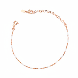 Chaîne de cheville en émail blanc, bijoux de corps, élégant, minimaliste, mariage, été, bijoux turcs en argent sterling 925 - Product Image 2