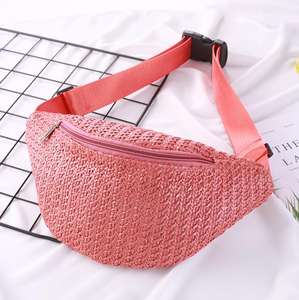 Diseño bohemio playa directo de fábrica al por mayor <span class=keywords><strong>Riñonera</strong></span> de ganchillo tejido de paja <span class=keywords><strong>riñonera</strong></span> con correa ajustable - Product Image 5