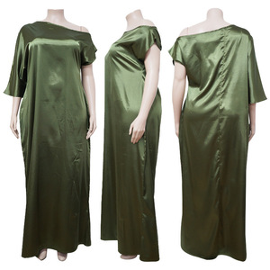 Lâche grande taille vêtements pour femmes automne hiver nouvelle fille <span class=keywords><strong>robe</strong></span> à manches courtes or Simple décontracté - Product Image 3