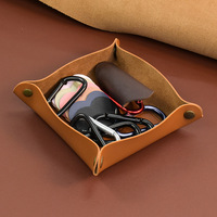 Plateau de table d'entrée portable DS2515 pour clés, montres, pièces de monnaie, bijoux en cuir, plateau de valet pour femmes et hommes, plateau en cuir PU