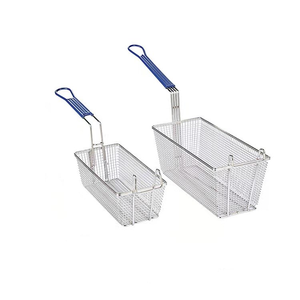 Gran oferta, cesta rectangular de acero inoxidable <span class=keywords><strong>para</strong></span> freír, soporte reutilizable <span class=keywords><strong>para</strong></span> patatas fritas, colador de alimentos con asa - Product Image 4