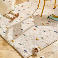 Tapis de style frais pour salon, tapis de chambre d'enfant à motifs de dessins animés lavable en machine, tapis de chevet épais en fausse laine pour chambre à coucher