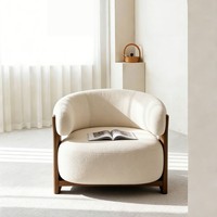 Chaise d'appoint minimaliste de style Wabi-sabi en bois massif et tissu rembourré pour salon, hôtel, usage occasionnel