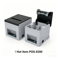 Imprimante de reçus POS8390 à prix avantageux, imprimante thermique de reçus POS 80 mm USB Ethernet et Bluetooth, imprimante de reçus POS 3 pouces avec coupe-papier automatique