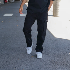 <span class=keywords><strong>Pantaloni</strong></span> Cargo <span class=keywords><strong>Neri</strong></span> Unisex <span class=keywords><strong>con</strong></span> Coulisse, Stile Streetwear, Vestibilità Ampia, Bottoni <span class=keywords><strong>Laterali</strong></span>, 6 <span class=keywords><strong>Tasche</strong></span>, Modello Baggy - Product Image 3