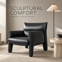 Fauteuil d'appoint moderne rembourré, fabrication directe usine OEM ODM, option en cuir pleine fleur ou tissu, idéal pour salon et chambre à coucher
