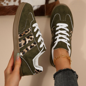 <span class=keywords><strong>Baskets</strong></span> à imprimé léopard et rayures pour femmes, chaussures décontractées <span class=keywords><strong>basses</strong></span> à lacets - Product Image 4
