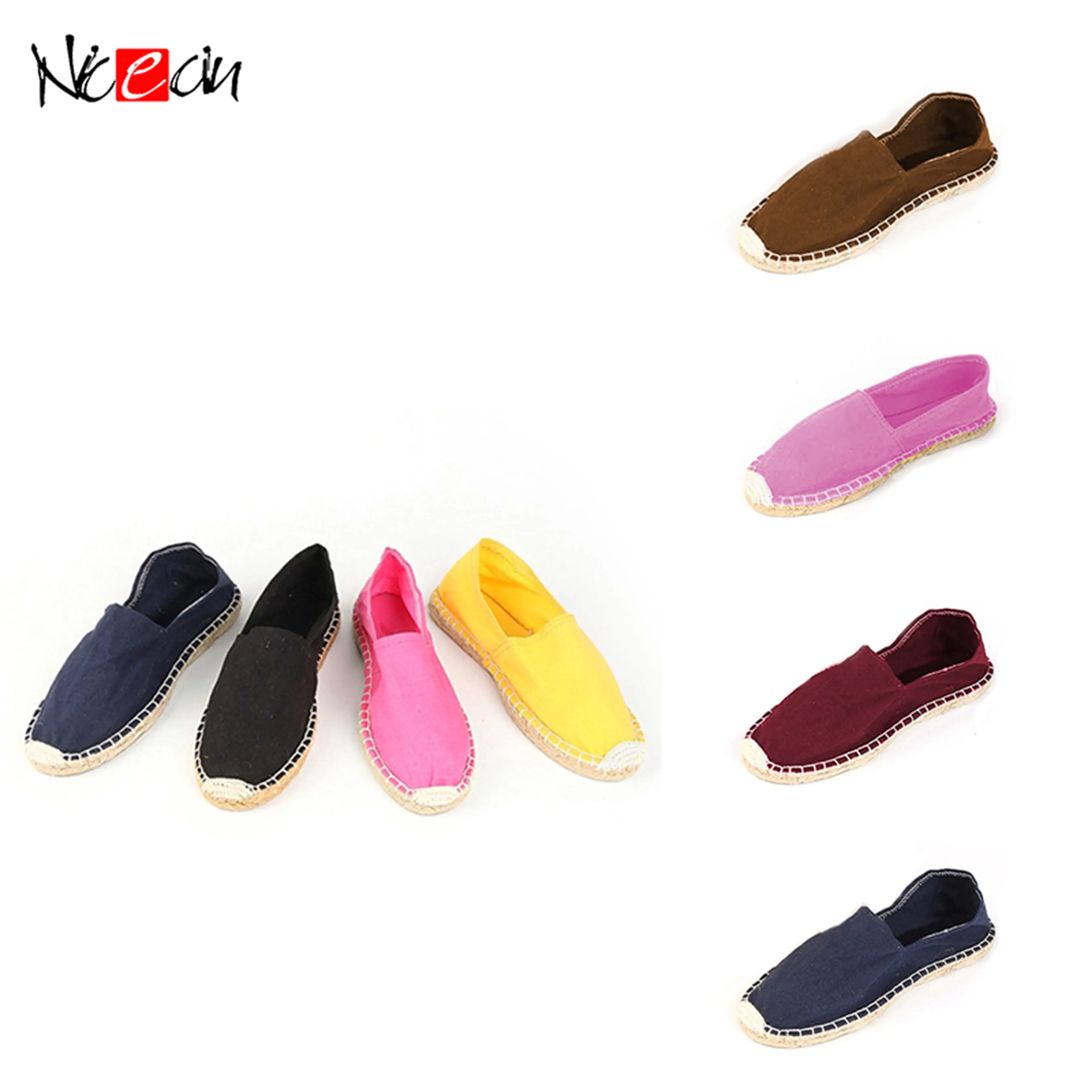 Nicecin Unisex Colored Custom Slip On Canvas Jute Shoe For Men For Classic Newest Selling Canvas Espadrille zapato mujer