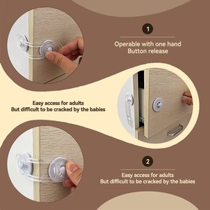 Verrous de sécurité pour bébé en plastique transparent HDPE adhésifs 3M - Sans perçage, sans résidus, durables, pour armoires/tiroirs/portes, sécurité enfant - Product Image 5
