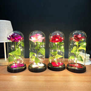 Rosa LED in Cupola di Acrilico, Fiore Artificiale con Luci Fatate Colorate a Batteria, Lampada Atmosfera Romantica per Lei - Product Image 3