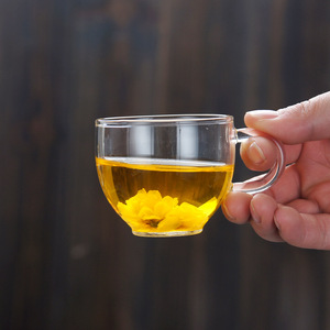 Taza de té de vidrio con asa de 336 ml, color sólido, forma cónica, para beber té, juego de regalo - Product Image 1
