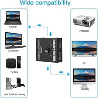 Boîtier de commutation HDMI haute vitesse SYONG 4K 2 entrées 1 sortie, commutateur sélecteur HDMI 2 ports et répartiteur HDMI 1 entrée 2 sorties pour HDTV, DVD
