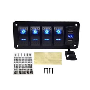 Yuhe YH-DH5-QA <b>12V</b> Marine Rocker <b>Switch</b> Panel with Dual USB Charger Voltmeter 4 Gang Waterproof Togger Rocker <b>Switch</b> for Boat - Product Image 6