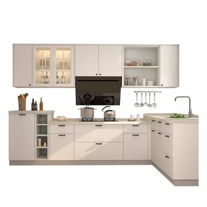 Sleek Minimalist Modern Aluminum Alloy <strong>White</strong> Kitchen <strong>Cabinets</strong> Hidden Hinge Modular Storage for <strong>Small</strong> Apartment Young Families - Product Image 2