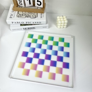 Scacchiera Personalizzata <span class=keywords><strong>in</strong></span> Acrilico Sfumato Colorato, Alta Trasparenza, <span class=keywords><strong>Vetro</strong></span> Organico Ispessito, Gioco Puzzle per Bambini - Product Image 1