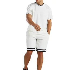 Conjunto de camiseta e camiseta de algodão, roupas esportivas masculinas, conjunto de camiseta e bermuda de algodão