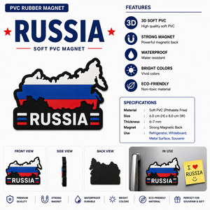 Imán de nevera 3D de PVC suave con mapa de Rusia, 6x8cm, impermeable, recuerdo, regalo - Product Image 3