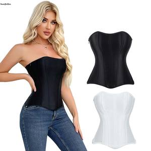 15 lische di pesce con chiusura lampo da sposa <span class=keywords><strong>Bustier</strong></span> da sposa con rifinitura a volant da donna corsetto in raso nero <span class=keywords><strong>bianco</strong></span> - Product Image 1