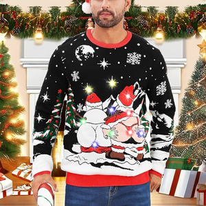 Pulls d'hiver assortis pour la famille, directement de l'usine, décontractés, jacquard renne de Noël, 100% acrylique, pour les fêtes de Noël en famille - Product Image 2