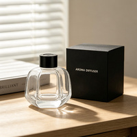 Bouteille diffuseur de parfum en verre transparent rond personnalisée 100 ml, flacon vide en verre transparent pour aromathérapie