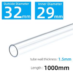 Tubes d'extrusion en <span class=keywords><strong>polycarbonate</strong></span> transparent, diamètre extérieur <span class=keywords><strong>32</strong></span> <span class=keywords><strong>mm</strong></span>, paroi 1,5 <span class=keywords><strong>mm</strong></span>, tubes ronds en <span class=keywords><strong>polycarbonate</strong></span> transparent, tubes creux rigides personnalisés, 1000 <span class=keywords><strong>mm</strong></span> - Product Image 1