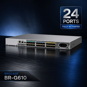 Commutateur SAN FC Brocade BR-G610 24 ports entièrement activés 16 Gbit/s, licence PoD complète, VSAN pris en charge, 512 Gbit/s, commutateur de stockage de centre de données 1U - Product Image 2