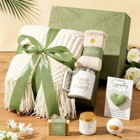 Panier-cadeau exquis en laine rustique pour femmes - Coffret de soins pour le bien-être personnel - Cadeau de Noël, d'anniversaire ou de condoléances