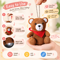 Alarme personnelle pour enfants MEINOE 120 dB en peluche en forme d'ours avec chaîne de traction et lumière LED SOS – Vente en gros directe usine OEM