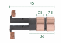 Support de balais de charbon pour anneau collecteur (dimensions : 15*6.2/ 45*7.8*26x 2 anneaux), pour assemblages de collecteurs à anneaux.