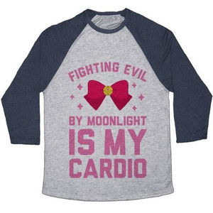 My Cardio Is Fighting Evil by Moonlight T-shirt de baseball unisexe en tissu mélangé - Product Image 2
