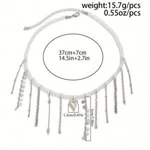 Collar de Perlas y Aleación Versátil con Borlas y Longitud Ajustable para Mujeres y Niñas, Estilo Minimalista y Personalizado - Product Image 5