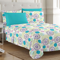 Parure de draps double king size 6 pièces en microfibre, super douce, à poches profondes, style américain, motifs lumineux