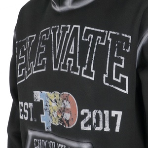 TOPSHOW New Design Dirty Wash 500 Gsm Pullover Cotton <b>Fleece</b> <b>Black</b> Custom Dtg Print Graphic Oversized Heavyweight Hoodie - Product Image 3