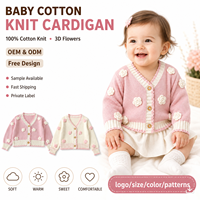 Cárdigan de Bebé Personalizado de Boutique, 100% Algodón Tejido, con Flores 3D, Elegante Suéter para Niños, Conjuntos de Ropa para Niños Pequeños