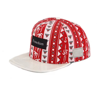 Rood-witte tribale print Freedom Flat Brim Snapback Hat Hip Hop Cap