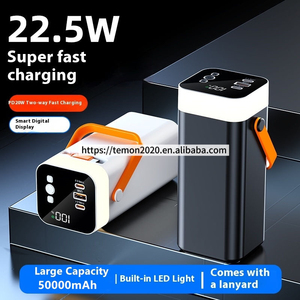 Cao cấp RGB ánh sáng PD 22.5 Wát nhanh chóng sạc điện ngân hàng điện 50000mAh với có thể thu vào Loại-C Cáp đầy màu sắc chiếu sáng - Product Image 4