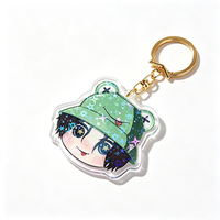 Porte-clés en acrylique transparent personnalisé avec impression UV, motif dessin animé amusant, étanche, pour fille