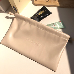 ODM/OEM High Quality Custom Emboss Logo PU Leathrt Drawstring Pouch Gift Makeup Packing Leather Dust Waterproof Pouch - Product Image 3