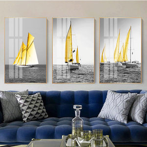 Arte moderna di lusso <span class=keywords><strong>vela</strong></span> delfino pittura decorativa Nordic Golden barca a <span class=keywords><strong>vela</strong></span> paesaggio poster e stampe incorniciate Wall Art - Product Image 5