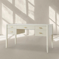 Bureau en chêne massif noir cannelé Pinnacle, texture côtelée pour villa de luxe, table d'écriture, bureaux informatiques, coiffeuse