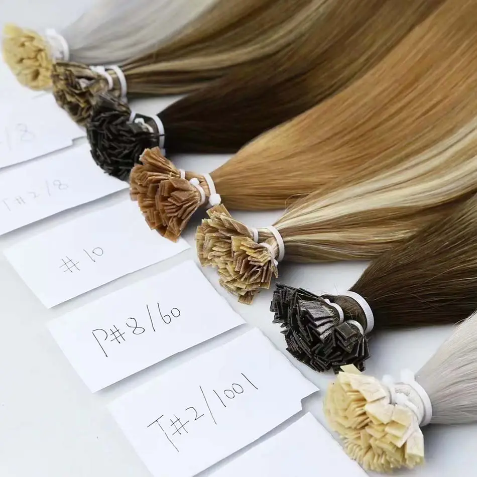 Высококачественные накладные человеческие волосы с наконечником, светлый цвет, выделите Кератиновый плоский наконечник, волосы с двойным наконечником, волосы с двойным наконечником