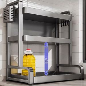 Metal Kitchen Sink Storage Bowl Cabinet <b>Rack</b> Countertop <b>Dish</b> Storage Cabinet Carbon Steel Kitchen <b>Racks</b> - Product Image 3