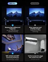 Projecteur DLP laser tricolore 4K JMGO N5S Pro 3400CVIA avec système d'exploitation Bonfire OS 7, 3 Go/64 Go, haut-parleurs intégrés, home cinéma portable