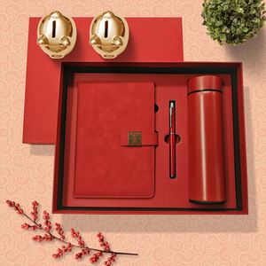 Coffret Cadeau d'Affaires en Cuir A5 avec Carnet, Stylo et Tasse – Boîte Trois Pièces (Style Chinois) – Logo Personnalisable, Sans Impression - Product Image 1