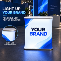 Comptoir d'accueil portable en aluminium, table d'exposition pliable avec graphisme personnalisé pour les salons professionnels et les événements d'entreprise