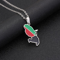 Colliers chaîne HY en émail avec carte de la Martinique, en acier inoxydable plaqué or 18 carats, pendentif carte de la Martinique avec drapeau national en émail