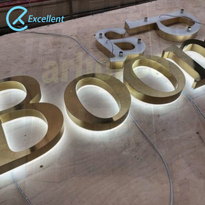 Enseigne rétroéclairée personnalisée pour les entreprises, auréole de plein air avec logo éclairé par logo, panneau LED 3D, canal LED, lettre de couleur or, rétro-éclairé - Product Image 5